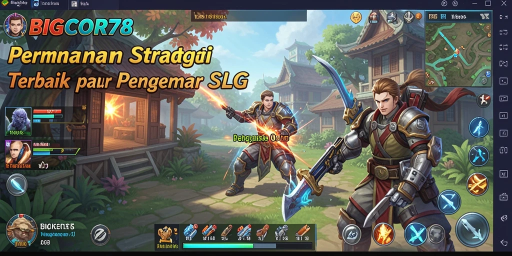 Screenshot menunjukkan pertempuran strategis di BIGCOR78.