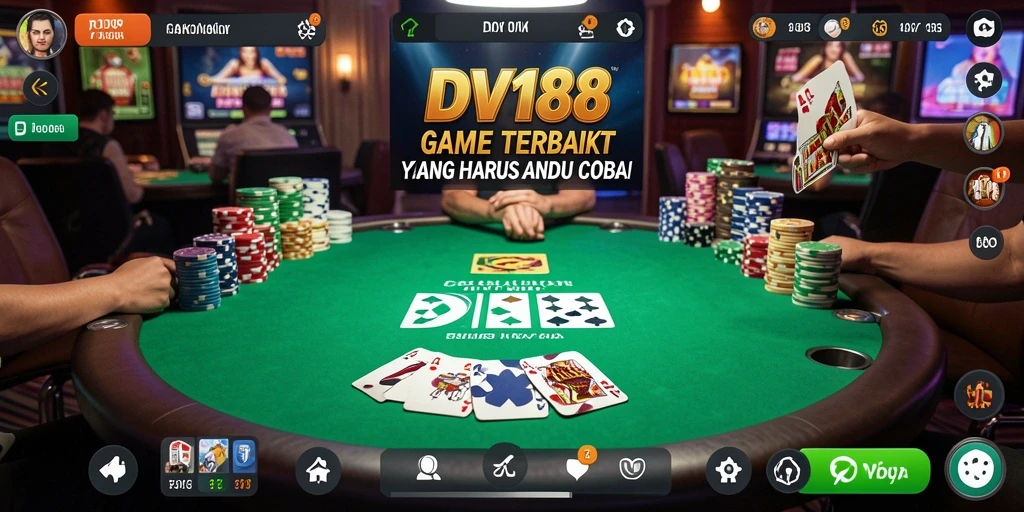 Gameplay DV188 yang seru dalam sebuah turnamen poker.