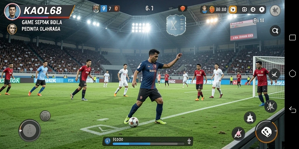Tampilan gameplay sepak bola yang menarik dan penuh aksi.
