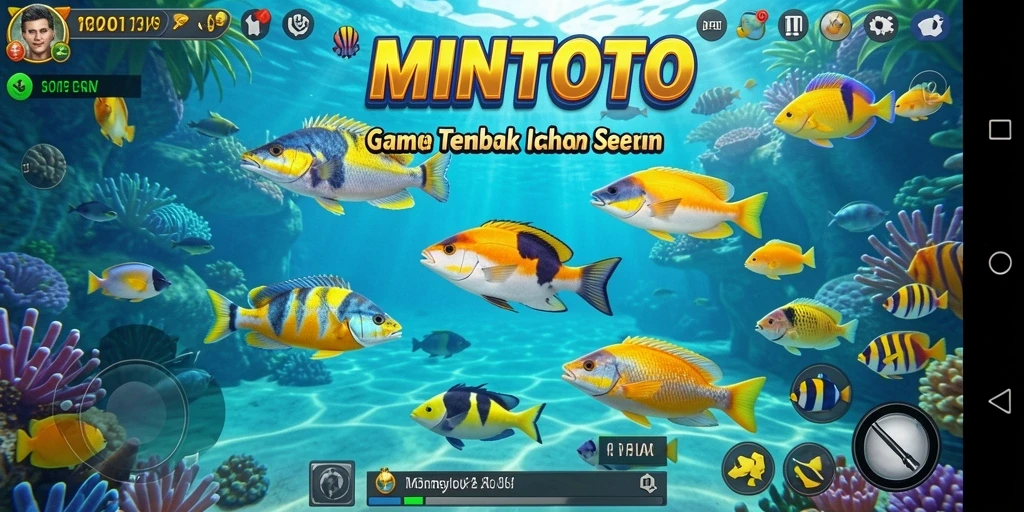 Tangkapan layar gameplay MINTOTO yang menarik saat tembak ikan.