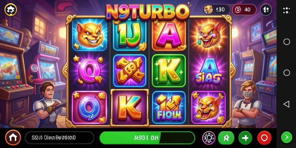 Screenshot gameplay N9TURBO menampilkan suasana seru permainan Slot.