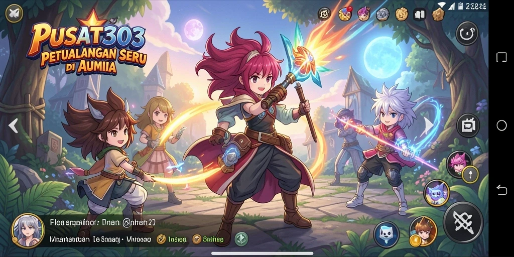 Tampilan gameplay PUSAT303 yang menampilkan petualangan seru di dunia anime.