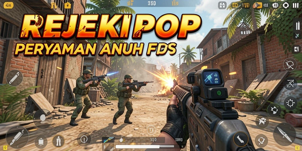 Tampilan gameplay menarik dalam pertempuran FPS seru.