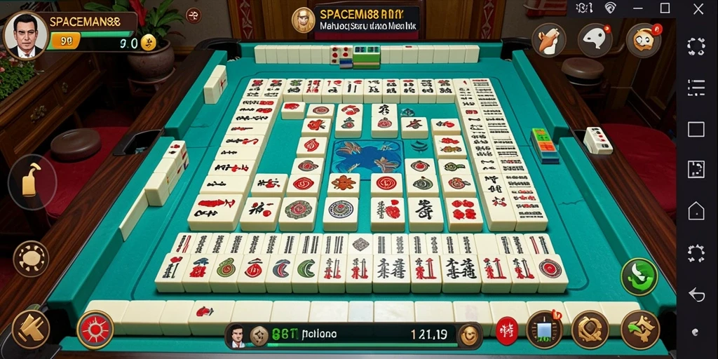 Tampilan gameplay Mahjong yang menarik di SPACEMAN88.